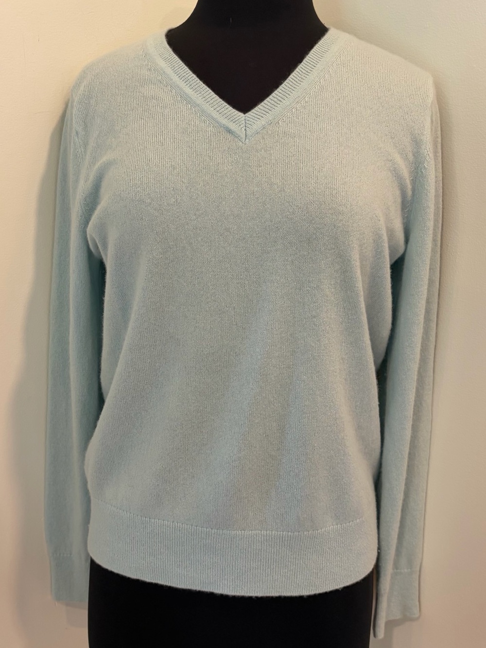 Quince Women’s Light Blue Cashmere V-Neck Sweater large